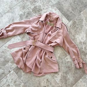 BURBERRY Pink  Silk Drape Trench Coat Woman's Size US 4